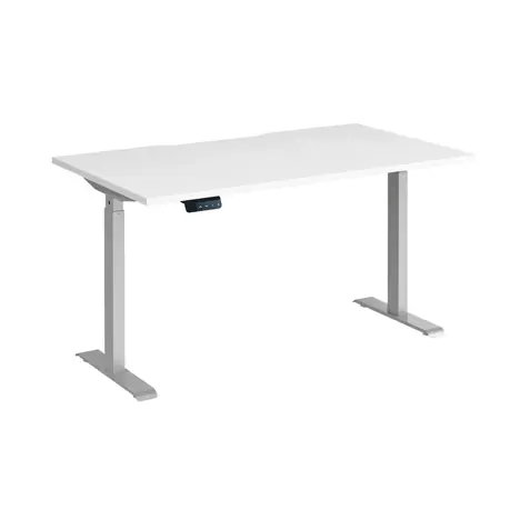 Elev8 Contract Straight Sit-Stand Desk - 1400 - Silver - White